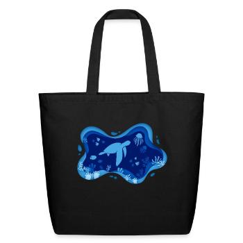Sea Turtle Sea Ocean Blue Aqua Sea Animal - Eco-Friendly Cotton Tote - black - Front