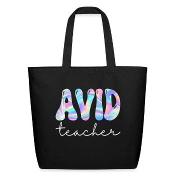 Avid Teacher Groovy Back to School Cute Teachers W - Eco-Friendly Cotton Tote - black - Front