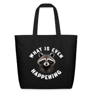 Que se passe-t-il ? Raton laveur sarcastique confus - Sac fourre-tout en coton naturel - noir - Devant