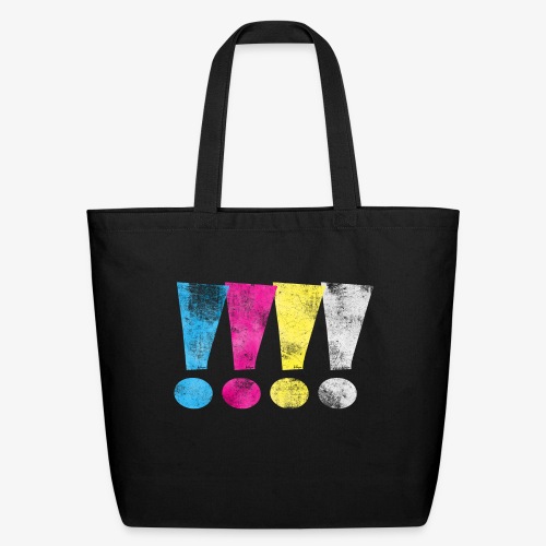 Distressed CMYK(W) Graphic Exclamation Points - Eco-Friendly Cotton Tote