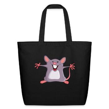 Happy Mouse - Eco-Friendly Cotton Tote - black - Front