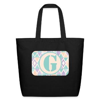 g letter. - Eco-Friendly Cotton Tote - black - Front