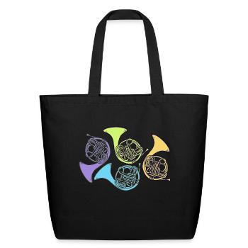 french horns - Eco-Friendly Cotton Tote - black - Front