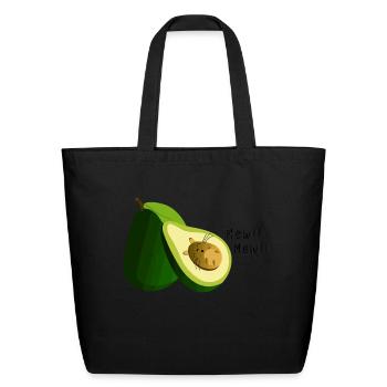Funny Cat Avocado - Eco-Friendly Cotton Tote - black - Front