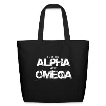 He Is the Alpha and the Omega - Eco-Friendly Cotton Tote - black - Front