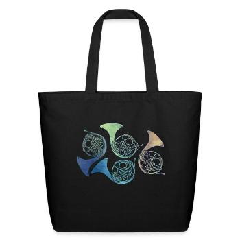 french horns - Eco-Friendly Cotton Tote - black - Front