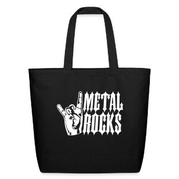 Heavy metal rocks hard rock music fun hand gesture - Eco-Friendly Cotton Tote - black - Front