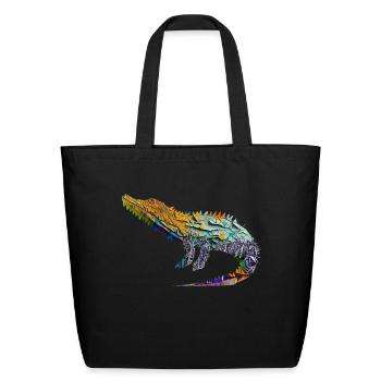Origami Crocodile - Eco-Friendly Cotton Tote - black - Front