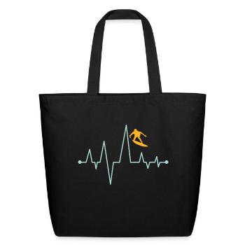 Surfing Heart Rate Monitor Funny Surfers - Eco-Friendly Cotton Tote - black - Front