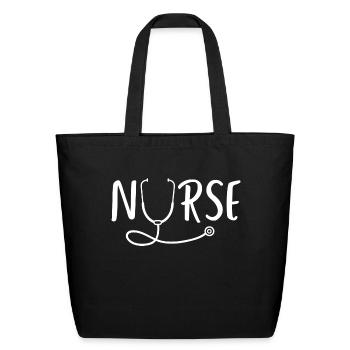 Nurse Design With Stethoscope - Eco-Friendly Cotton Tote - black - Front