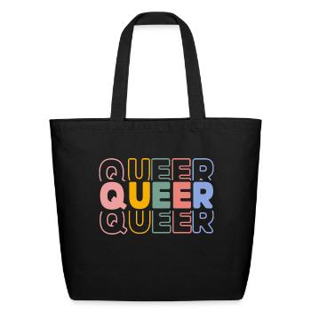 Queer Typography Design - Eco-Friendly Cotton Tote - black - Front