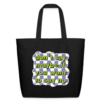 Assertive Choice Checkerboard Tee - Eco-Friendly Cotton Tote - black - Front