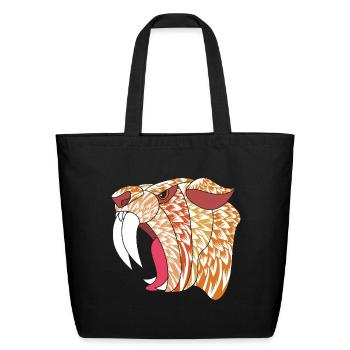 Smilodon Prehistoric Sabertooth Tiger - Eco-Friendly Cotton Tote - black - Front