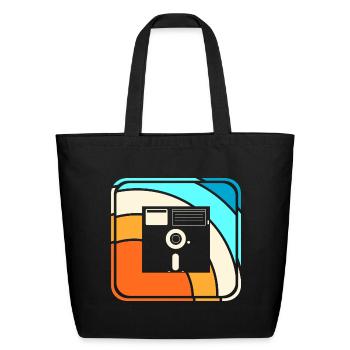 Floppy Disk Storage Device - Eco-Friendly Cotton Tote - black - Front
