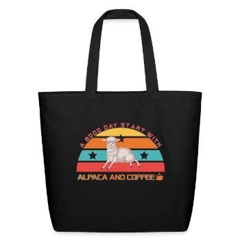 Alpaca and coffee - Eco-Friendly Cotton Tote - black - Front