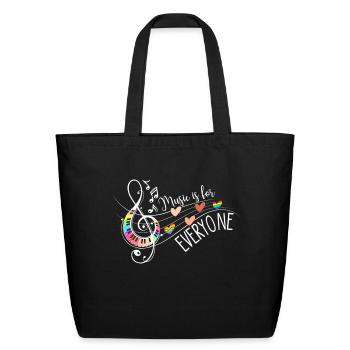 Music Is Everyone Funny Love Music Teacher Kid - Eco-Friendly Cotton Tote - black - Front