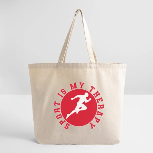Sport Is My Therapy – Running Motivation Badge - Eco-Friendly Cotton Tote