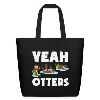 Sea Otter Cartoon Otters - Eco-Friendly Cotton Tote - black - Front