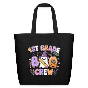 1st Grade Boo Crew Ghost Shirt - Eco-Friendly Cotton Tote - black - Front