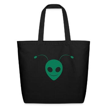 Alien Ant Face Design Green - Eco-Friendly Cotton Tote - black - Front