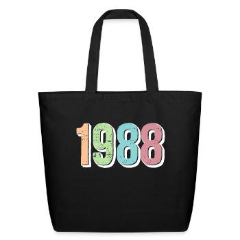 1988 Birth Year - Eco-Friendly Cotton Tote - black - Front