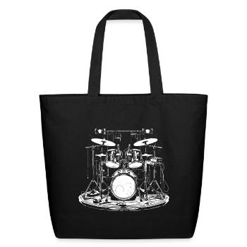 Drum Set Graphic - Eco-Friendly Cotton Tote - black - Front
