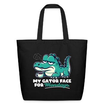 MY GATOR FACE FOR MONDAYS - Eco-Friendly Cotton Tote - black - Front