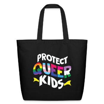 Protect Queer Kids - Eco-Friendly Cotton Tote - black - Front