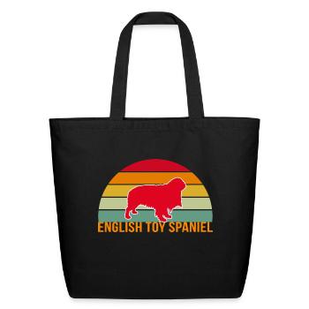 English Toy Spaniel Vintage Silhouette - Eco-Friendly Cotton Tote - black - Front