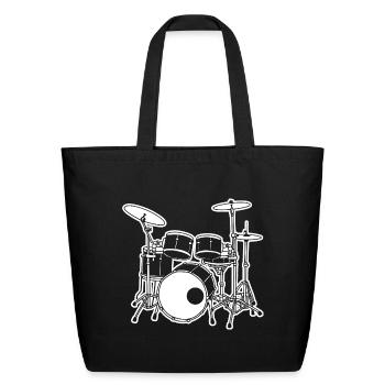 Drum Kit Sketch - Eco-Friendly Cotton Tote - black - Front