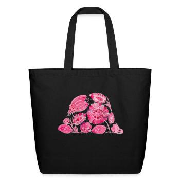 Petrykivka painting. Pink hat. Kalush Orchestra - Eco-Friendly Cotton Tote - black - Front