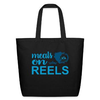 Meals on REELS - Eco-Friendly Cotton Tote - black - Front