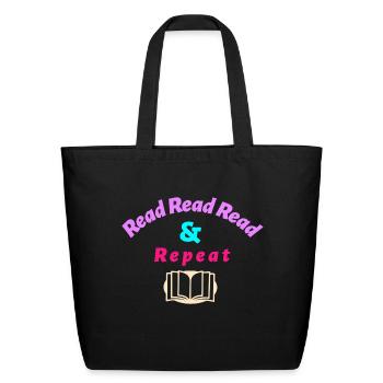 Read Read Read & Repeat - Eco-Friendly Cotton Tote - black - Front