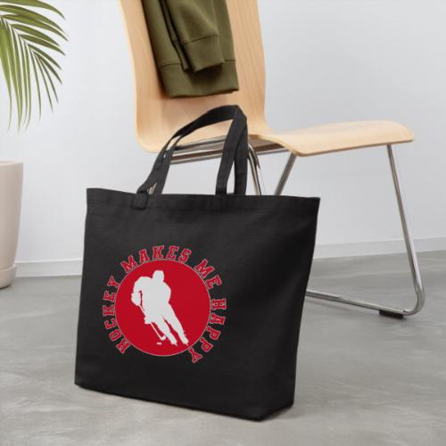 Hockey Makes Me Happy – Ice Hockey Fan Emblem - Eco-Friendly Cotton Tote