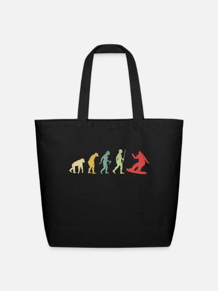 Snowboard Woman Evolution - Eco-Friendly Cotton Tote - black