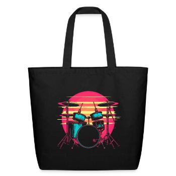 Drum Kit 80s Look - Eco-Friendly Cotton Tote - black - Front