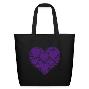 HEARTS IN HEART PURPLE - Eco-Friendly Cotton Tote - black - Front