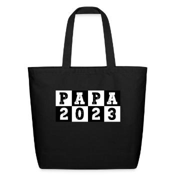 Papa 2023 Vintage Checkerboard for New Dad - Eco-Friendly Cotton Tote - black - Front