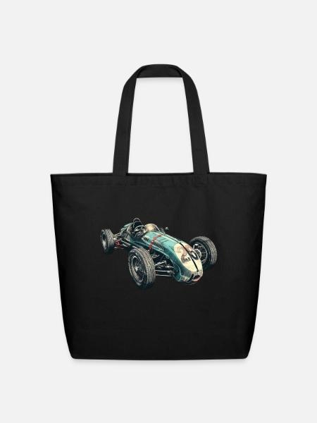 Vintage retro race car - Eco-Friendly Cotton Tote - black