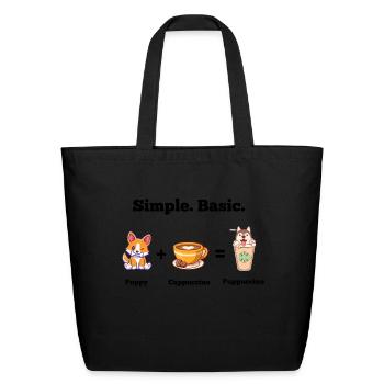 Puppuccino dog - Simple Basic - Eco-Friendly Cotton Tote - black - Front