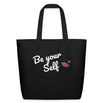 Be yourself teeshirt travel - Eco-Friendly Cotton Tote - black - Front