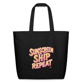 Sunscreen Ship Repeat - Eco-Friendly Cotton Tote - black - Front