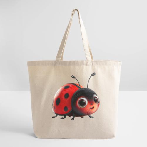 Adorable Cartoon Ladybug with Big Eyes - Eco-Friendly Cotton Tote