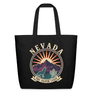 Nevada Wolf Sunset - Eco-Friendly Cotton Tote - black - Front