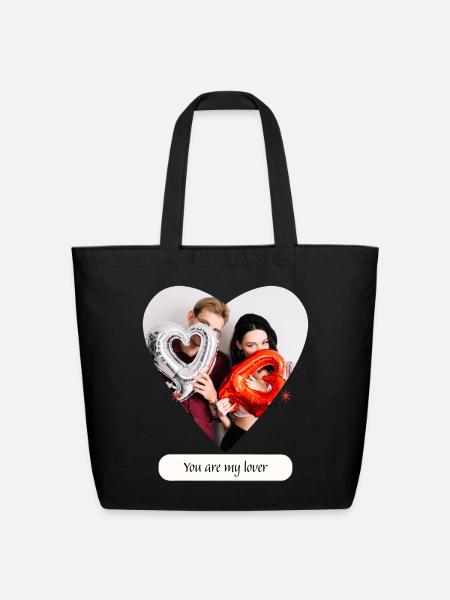 Heart Balloons Love Duo - Eco-Friendly Cotton Tote - black
