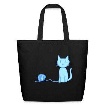 blue cat love pet symbol wool - Eco-Friendly Cotton Tote - black - Front