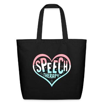 Speech Language Therapy Teacher - Eco-Friendly Cotton Tote - black - Front