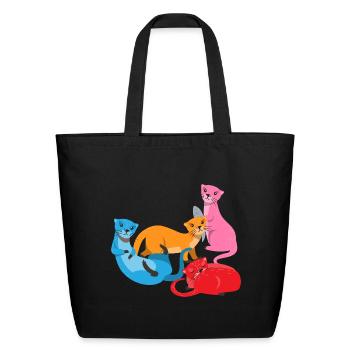 Sea Otter Cartoon Otters - Eco-Friendly Cotton Tote - black - Front