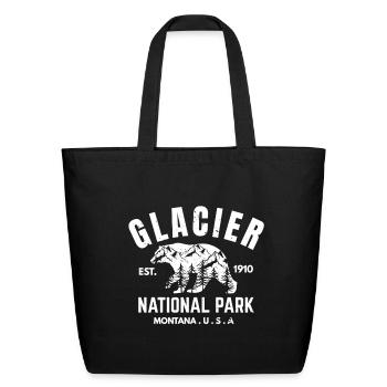 Glacier National Park Bear Vintage Logo - Eco-Friendly Cotton Tote - black - Front