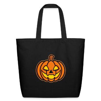 Pumpkin Jack-o-Lantern Patch - Eco-Friendly Cotton Tote - black - Front